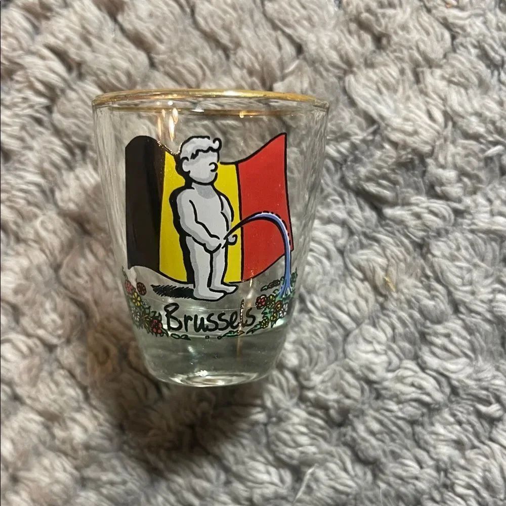 Brussels Souvenir Shot Glass with Flag Design